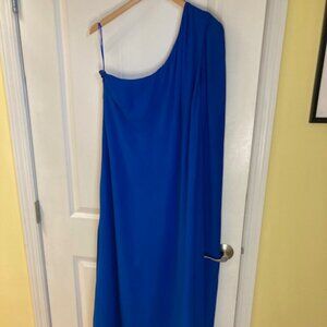 Reiss one shoulder cape gown, cobalt blue, size 12 NWT
